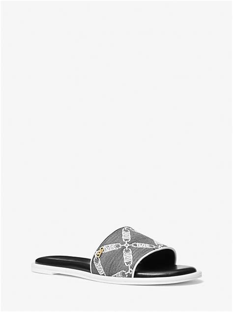 michael kors saylor women'|Saylor Empire Logo Jacquard Slide Sandal .